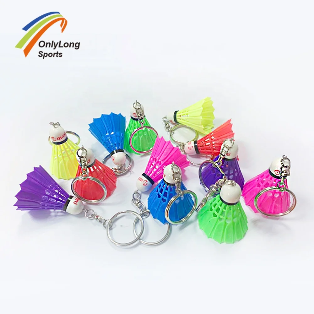 

Wholesale shuttlecock ornaments Badminton key rings, Orange blue green