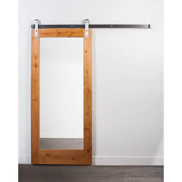 America Style Glazed Wood Interior Sliding Barn Door With Hardware