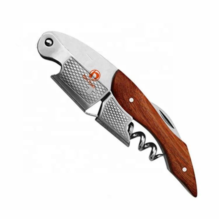 

Hot selling bar tools double hinged lever wooden corkscrew with promotion, Photo