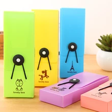 New Cute Kawaii Plastic Pencil Case Lovely Colored Pen box for Kids School Supplies Korean Stationery Free shipping 121