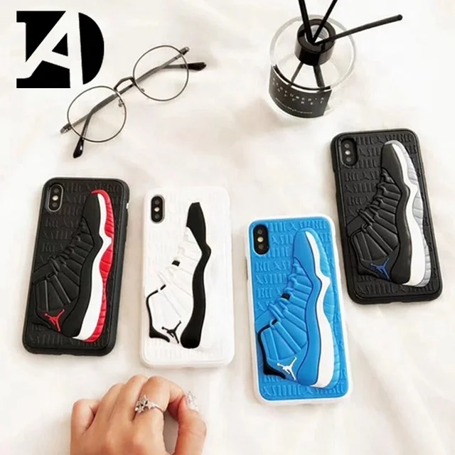 For iPhone 6-X New 3D Emboss Jordan air AJ Basketball Sneaker Shoes Pattern Soft TPU Cover Case