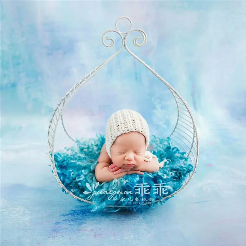 

Newborn Photography Hanging basket props Vintage Brown Color Basket photo props Rustic Mini Bucket props