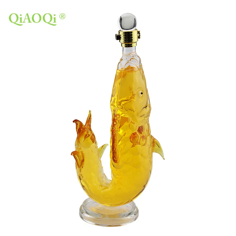 

500ml Handblown Craft Gift Fish Animal Shaped Glass Decanter Wine Bottle