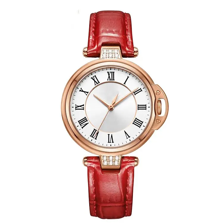 

Japan Miyota 2035 Movement Stainless Steel Case Watch Lady's Watch luxury leather sapphire analog watch, Red