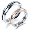 Fashion Trendy Lovers Wedding Ring Bands Romantic Stainless Steel Crystal Women Men Jewelry Rings GJ446