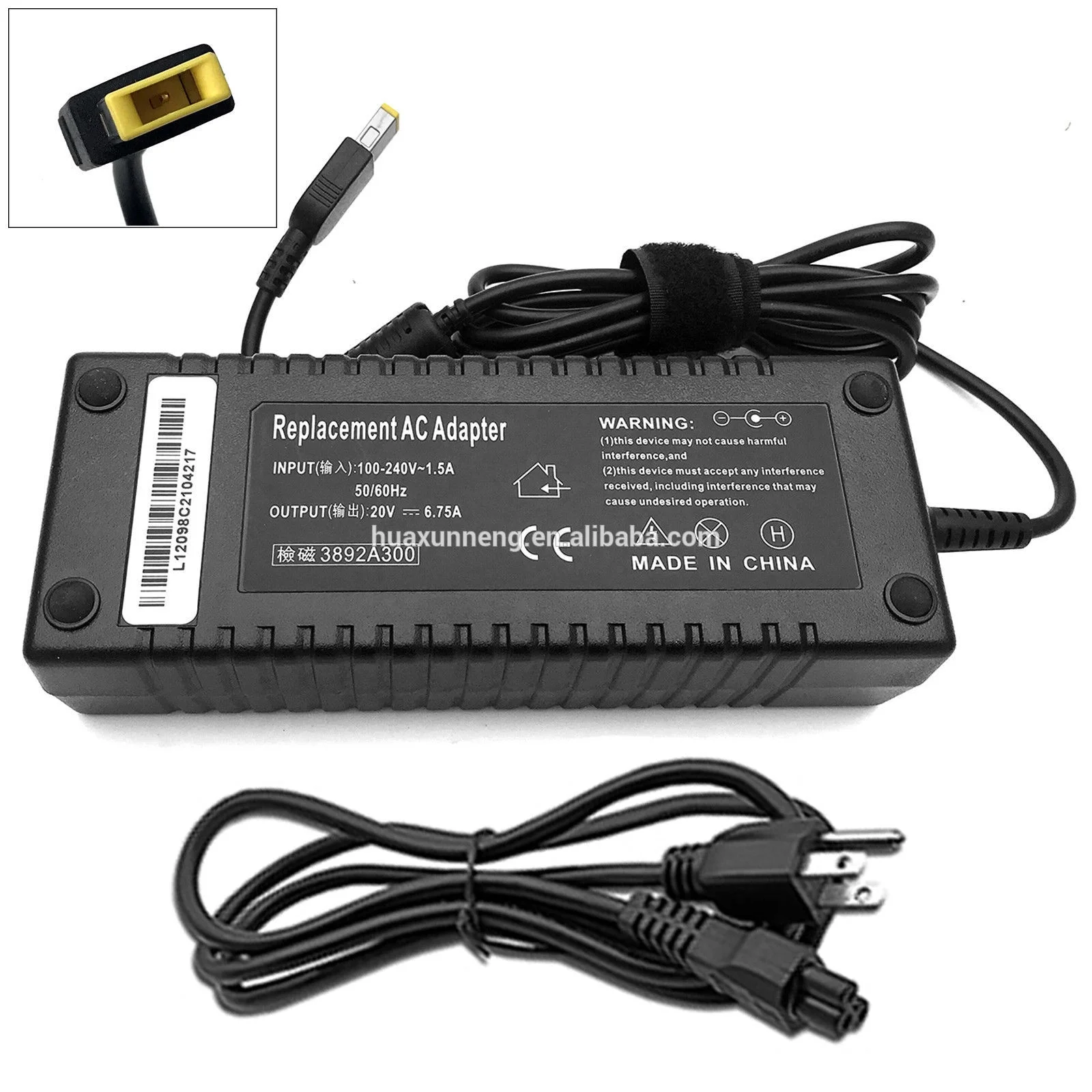 

135W 20V 6.75A Power Charger USB pin ac adapter forLenovo ThinkPad W510 W540 T440p T450p T460p T530 T540 T540p T560, Black