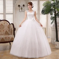 

Real Pictures Wedding Dress Floral Strap Tank Lace Appliqued Bridal Gown
