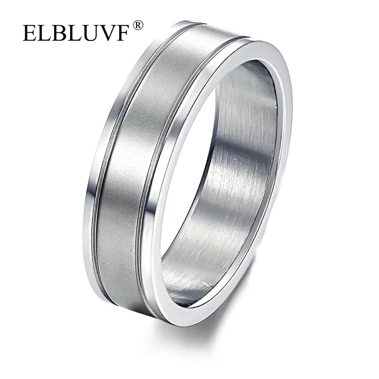 

ELBLUVF Free Shipping Stainless Steel Simple Couple ring For Wedding Ring Jewelry For Women/Men