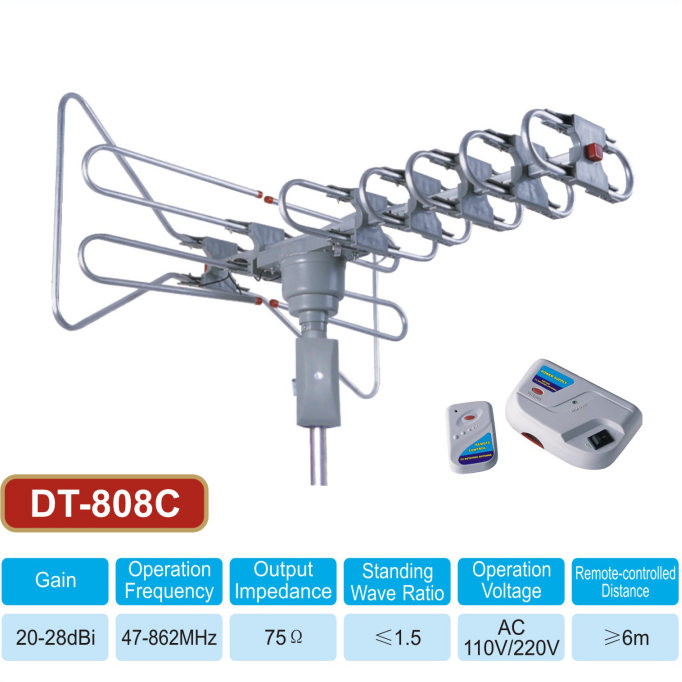 Tv Remote Controlled Rotating Antenna Dt808c Amplified Tv Antenna For