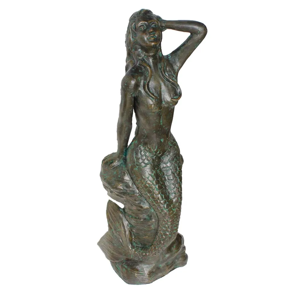 Vintage aluminum antique  mermaid statues for garden.jpg