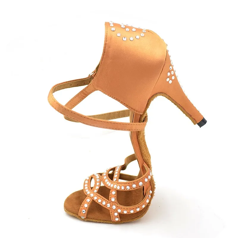 High Heel Tan Color Women Latin Salsa Dance Shoes Crystal High Heel Tan Color Women Latin Salsa Dance Shoes Crystal
