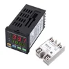 LED Temperature Controller Digital PID Thermometer Heat Cool Tool SNR TC/RTD + SSR-25 DA Solid State Relay Module 24V-380V 25A