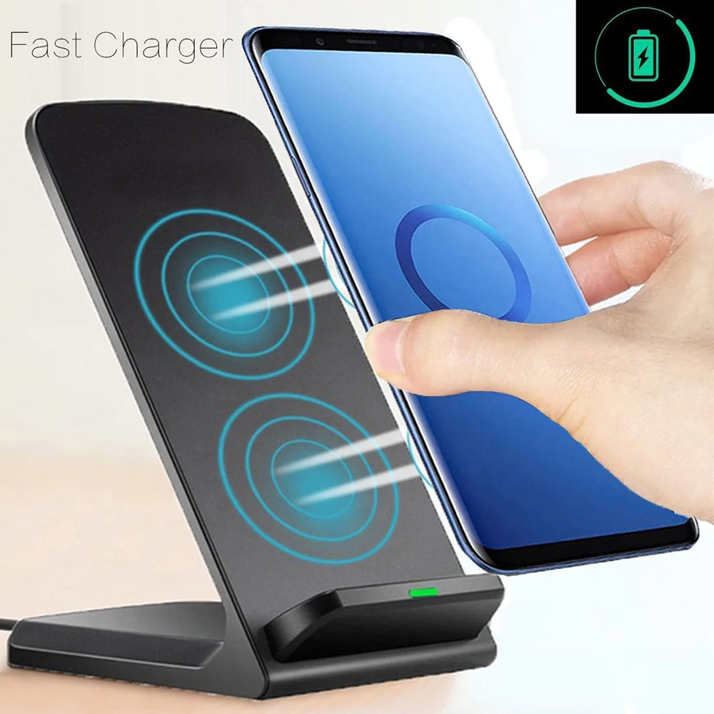

Shenzhen 10W Fast charging H8 dual 2 coil qi wireless phone charger holder station for samsung for iphone, White, black
