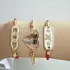 Fashion Rainbow Heart Shaped Pattern Bracelet Butterfly Flower Hand-studded Bracelet Couple Bracelet