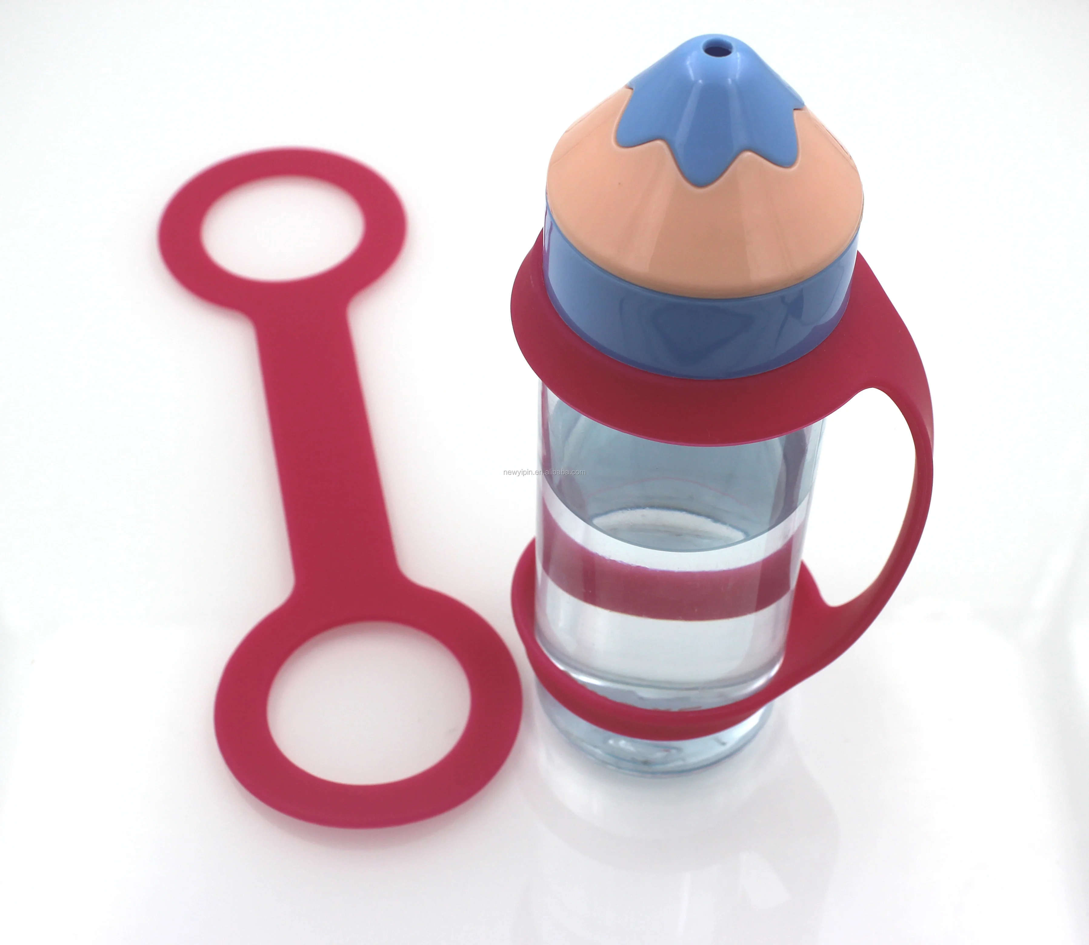 Universal Elastic Rubber Bottle Holder Strap/handle Silicone Water
