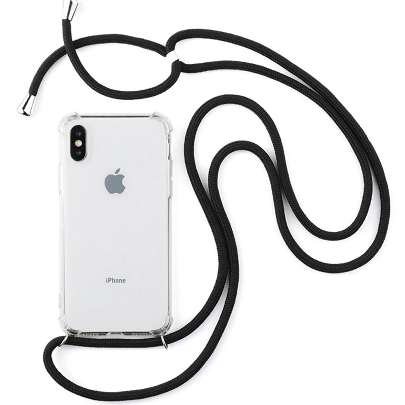 

Crossbody Case for Apple iPhone 7 8 Plus X Clear Transparent TPU Cell Phone Mobile Cover Holder Necklace case Cord Lanyard Strap, As the following photos