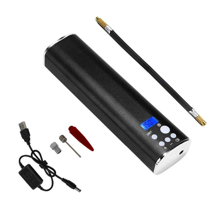 

China Famoustech new design inflator mini size bike /motorbike tire inflator with lithium battery factory cargo, Silver/black/gold