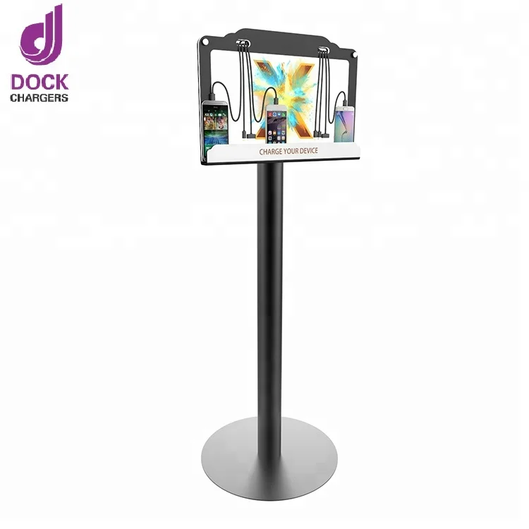 Dockchargers Airport floor standing quick charging station advertising cell phone charging kiosk