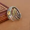 YFY1039 Yiwu Huilin Jewelry Vintage Zodiac Rings Dragon Design women Feathers Ring