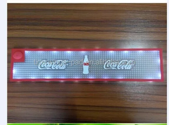 LED light pvc beer bar mat with custom logo manufactory