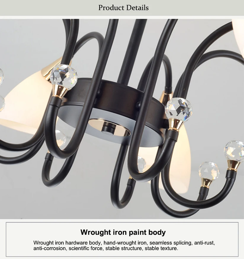 American countryside home villa bedroom dining room table iron crystal chandelier luxury modern