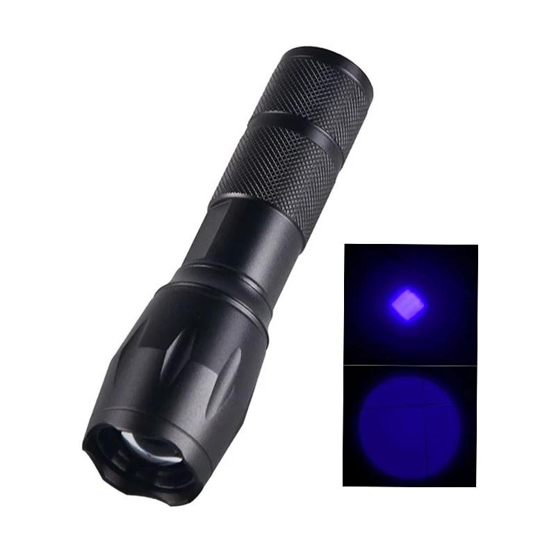 Powerful Ultraviolet Black Light 365nm 395nm Zoomable UV LED Flashlight