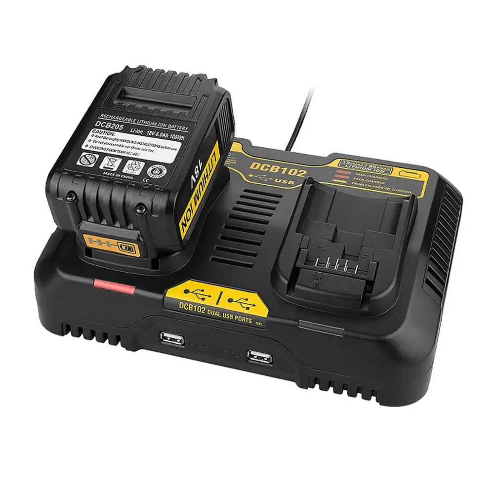 

ENERGUP Double Charge Li-ion 12V-20V Lithium battery Charger Replaceable for dewalt Power Tool Battery Charger, Black