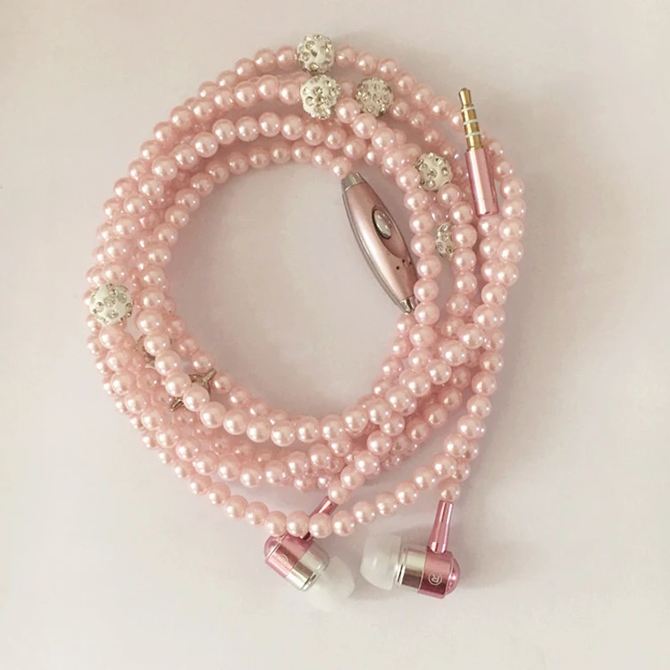 

hotsale necklace earphone pear necklace in ear earbuds kids headphones earphones with mic for mp3 mp4 mobile phone, Blue;gold;rosegold;light pink;dark pink;white;black;red;mix