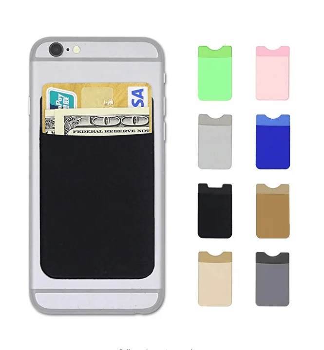 Adhesive Phone Wallet, Elastic Fabric Cell Phone Card Holder for All Smartphones & Cases