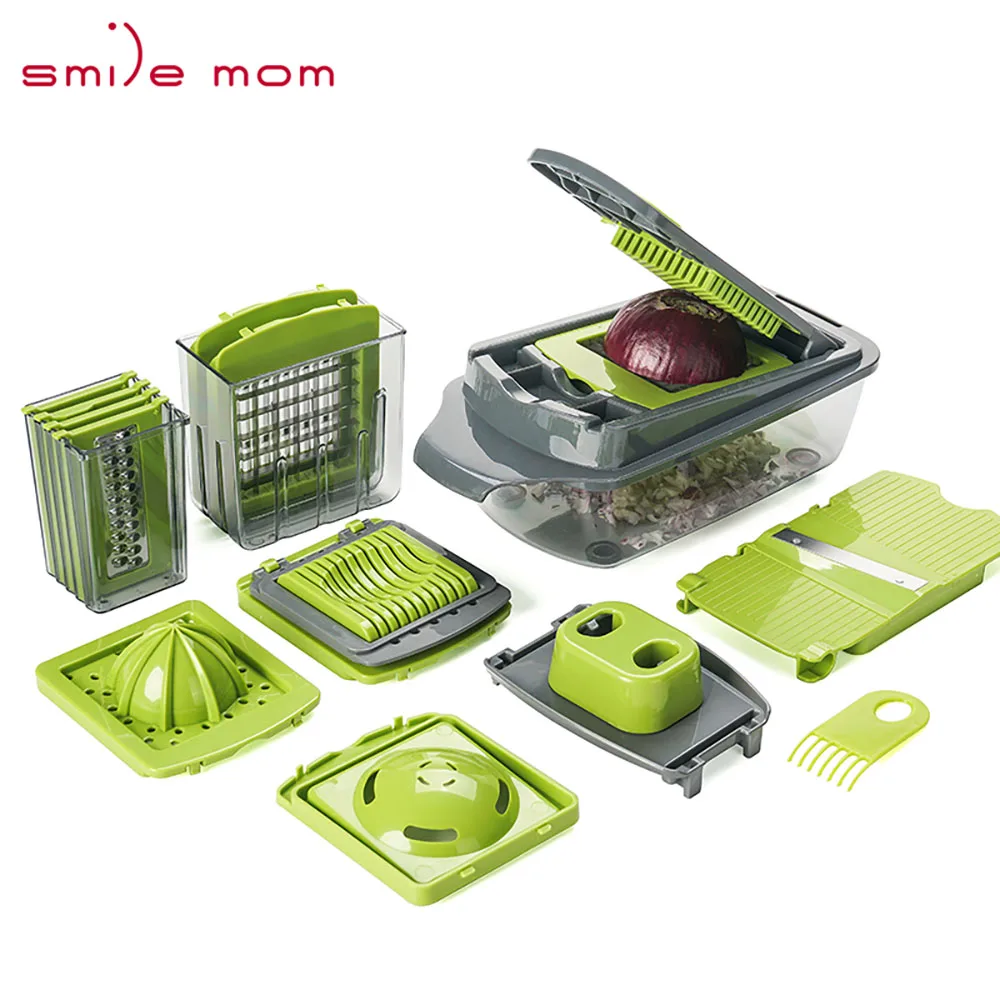 Smile mom Multi Function Set Vegetable Manual Cutter Chopper Dicer Mandolin Veggie Slicer