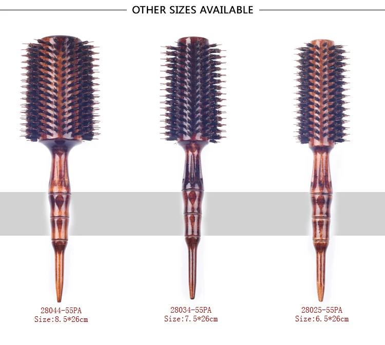 EUREKA 28034-55PA-CF Engraved Wooden Bristle Round Hair Brush UV Painting on Surface Barrel Brush