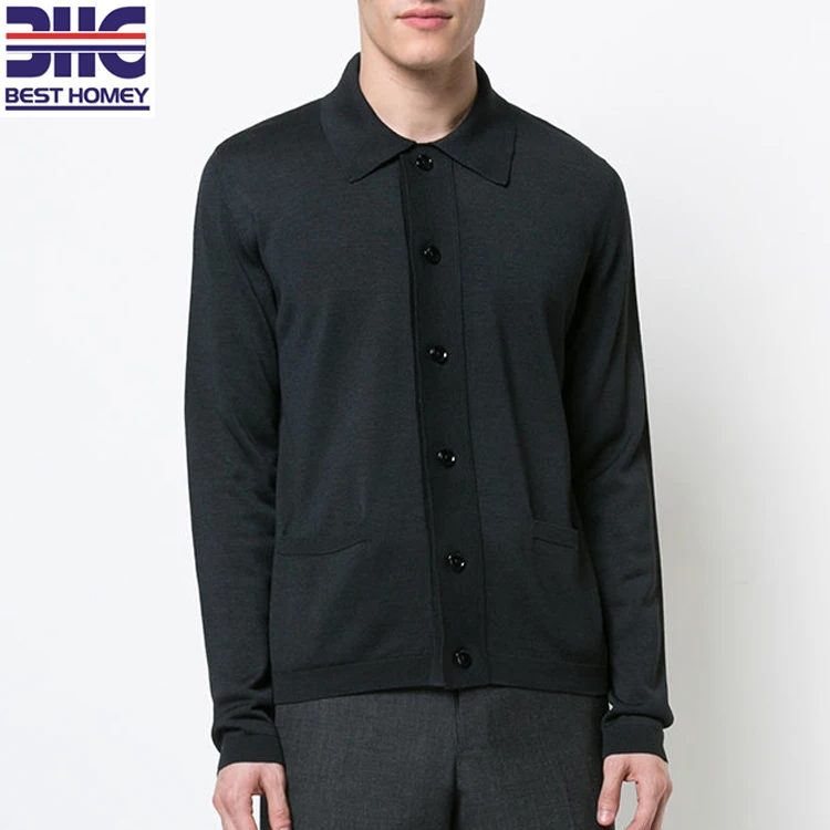 Men S Black Lightweight Pure Silk Knitted Collared Button Sweater Cardigan For Men Buy Cardigan Sweater Cardigan For Men Men S Sweater Product On Alibaba Com