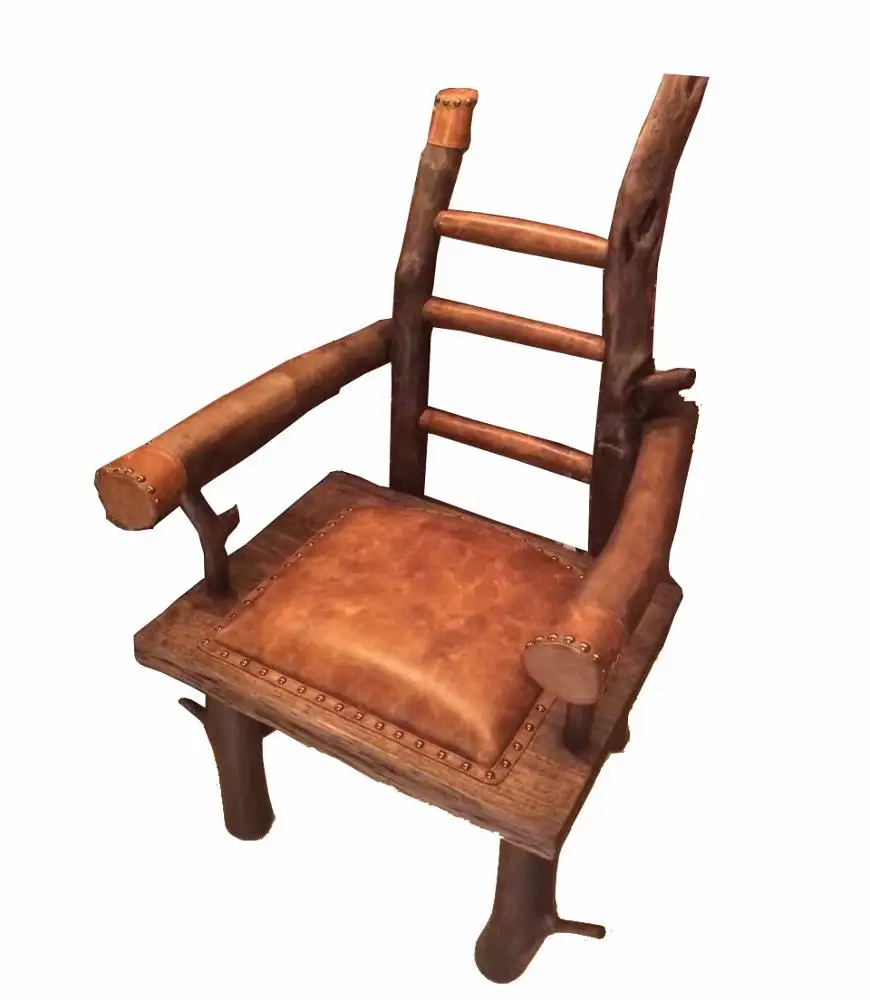 Vintage Leather Rustic Style Old Wood Furniture With Rivets Vintage Leather Rustic Style Old Wood