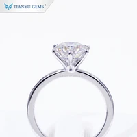 

Tianyu 14k White Solid Gold 1 Carat Round Colorless Moissanite Diamond Engagement Rings Jewelry