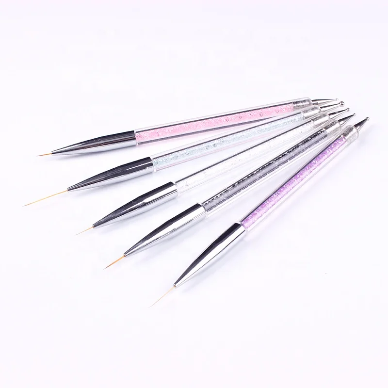 

Double Head 5PCS Nail Dotting Painting Acrylic Diamond Handle Nail Gel Polish Painting Nail Art Brush Set, Pictures showed