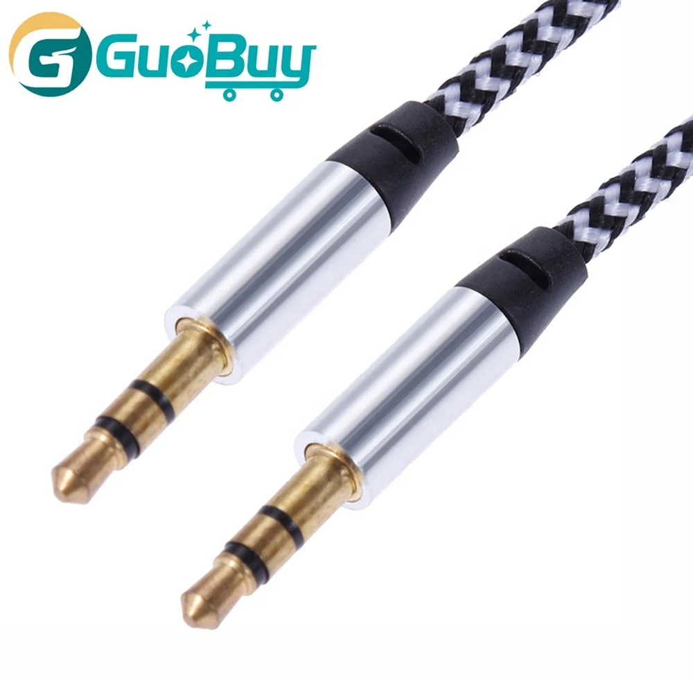 
High Quality Nylon Fabric Braided 3.5mm Male to Male Stereo Jack Aux Audio Cable for Car Headphone 