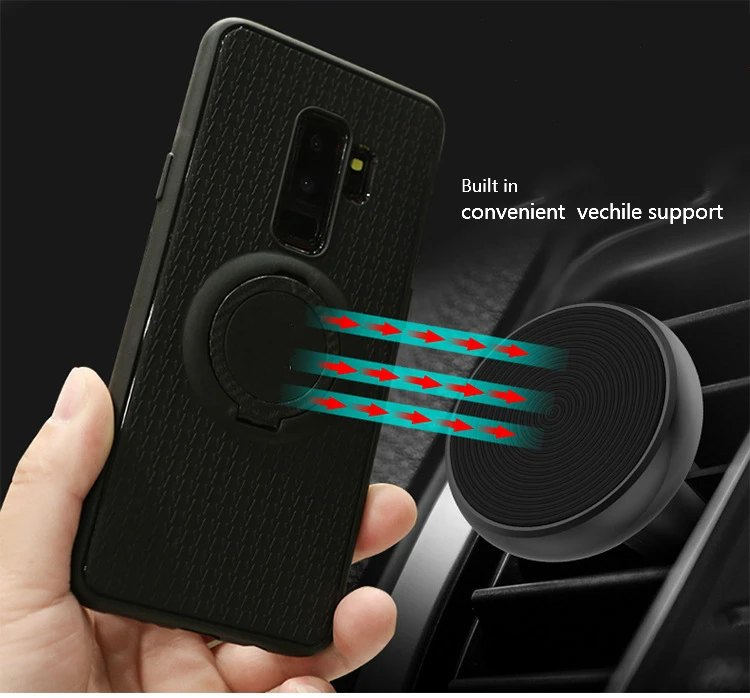 

Fashion design shockproof back cover carbon fiber stick holder with magnetic design phone case for samsung S9plus/s9/s8/s8plus.