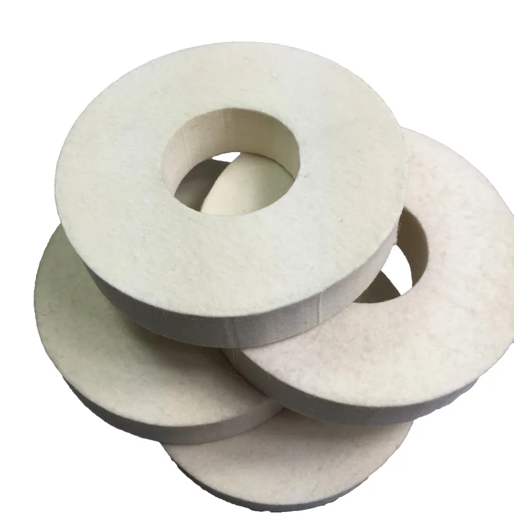 天然白色研磨工具用于玻璃应用羊毛垫抛光毡轮