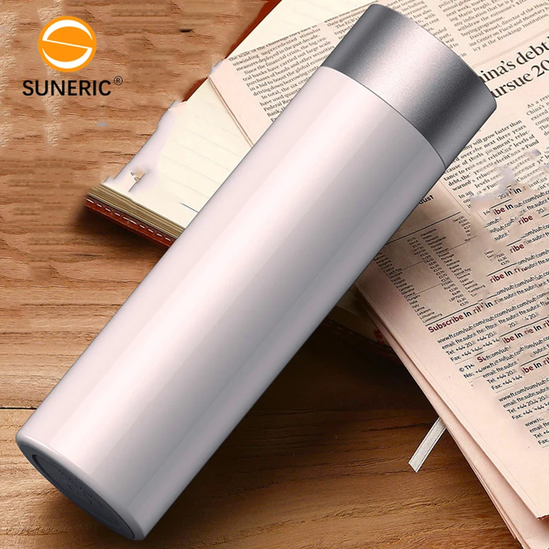 

304 stainless steel travel mug wide mouth vacuum car cup smart bottle, Black/white