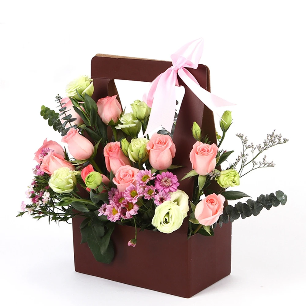 Wholesale Paper Flower Box Foldable Flower Gift Box Square Flower