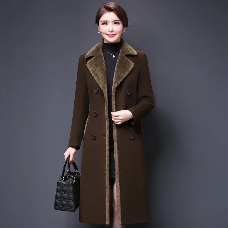 

YQ48 free shipping Winter warm women long wool coat Ladies Trench Coat Wool Women Long Wool Women's Coat