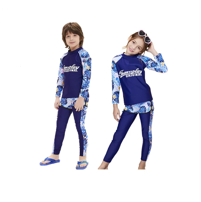 

Children's Swimwear Long Sleeve Sunscreen Quick Dry Swimsuit 3 Pieces for Boys Girls Bathing Suit Set
