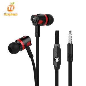 Langstom JM26 Flat Cable  Wired Headphone Earphone cell phone  handsfree headset with Mic 3.5mm Jack f plug