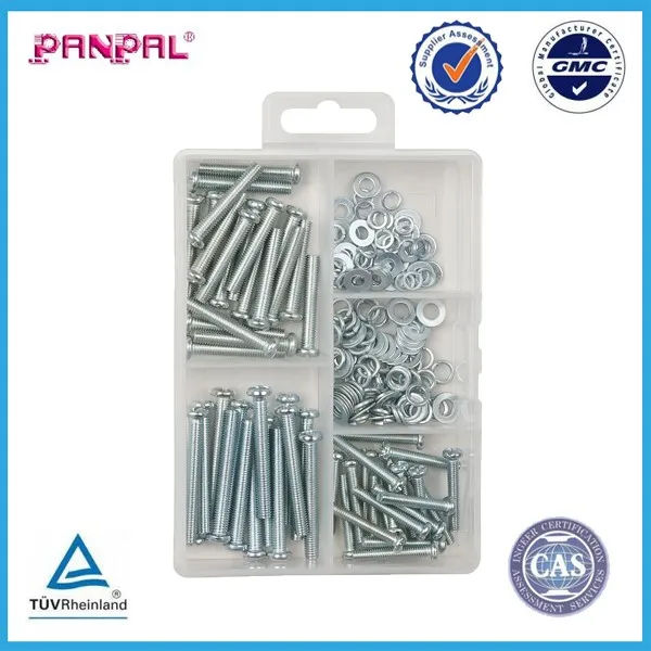 Hot Selling Package Assorted Sizes Carbon Steel Hexagon Nuts, Flat Washers and Machine Screws supplier