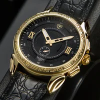 

Hot Sales Men Watches Luxury Golden Case Leather Strap Waterproof Male YAZOLE 437 Brand Quartz Men Wrist Watches Relojes Hombre