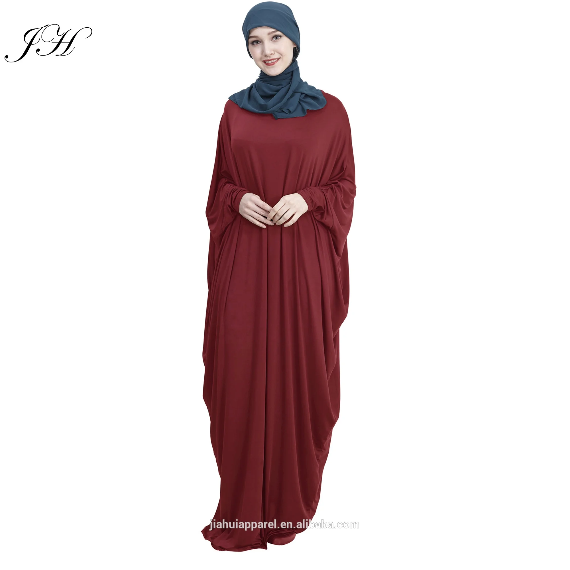 

2019 Casual Muslim Abaya Bat Sleeve Maxi Dress Loose Long Robe Gowns Ramadan Turkey Islamic Prayer, 14 colors
