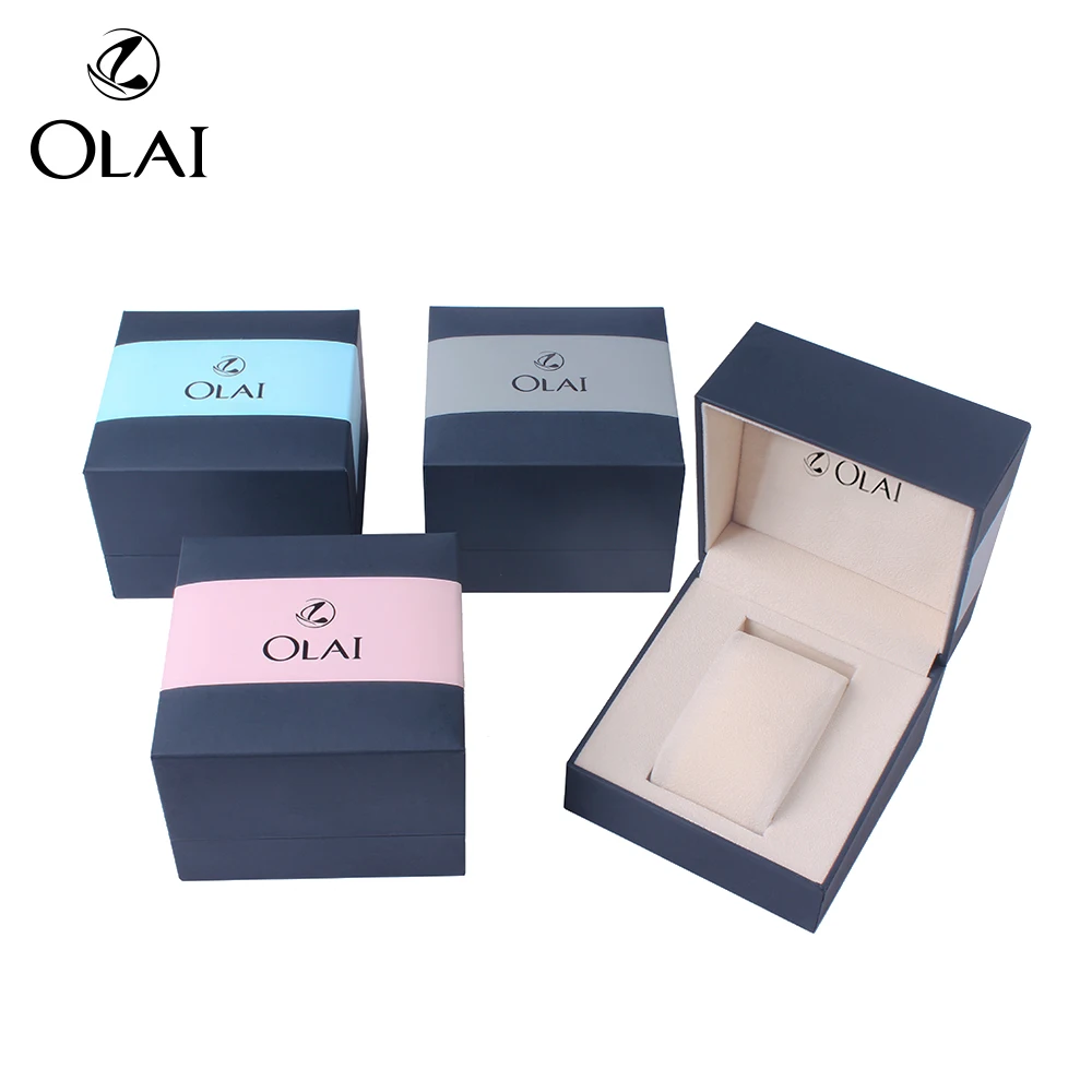 

Wholesale Added Logo Single Luxury Custom Plastic Paper Packaging Watch Box, Blue/customize