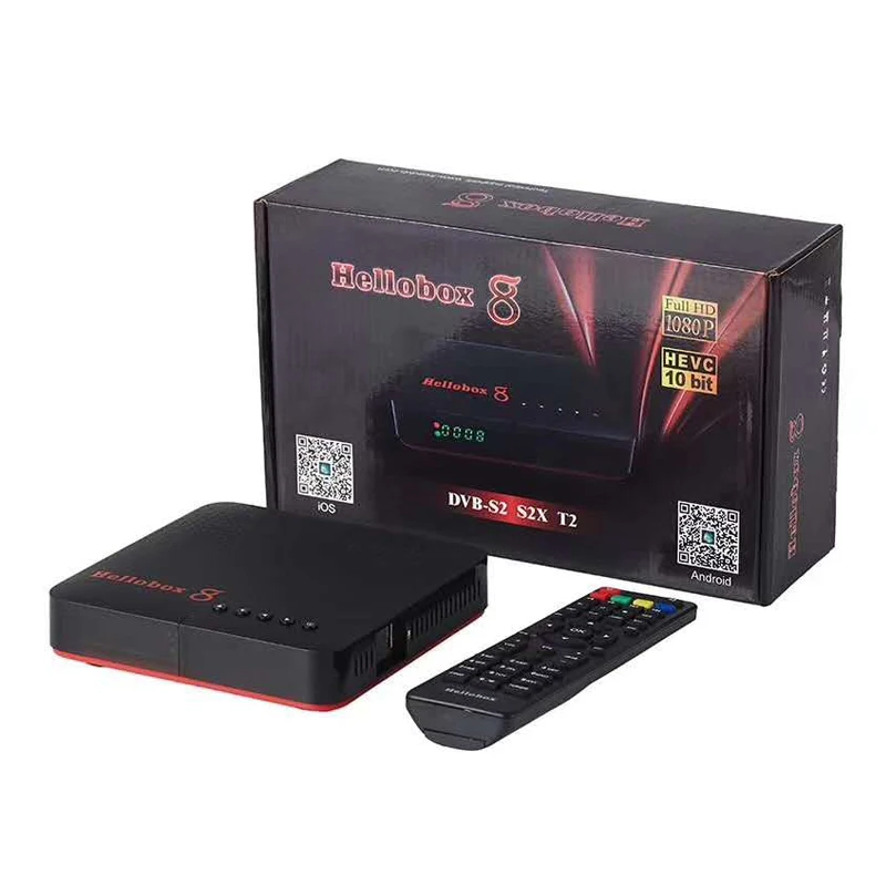 

Hellobox 8 DVB-S2 S2X T2 Combo Auto biss key PowerVu support beout cccam newcam mgcam TV receiver, Black