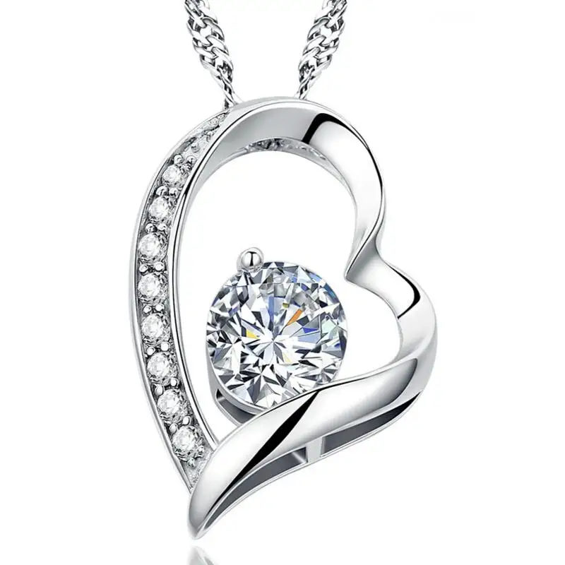 

Tryme Jewelry Yiwu Platinum plated CZ heart pendant necklace elegant gift for girlfriend free shipping, N/a