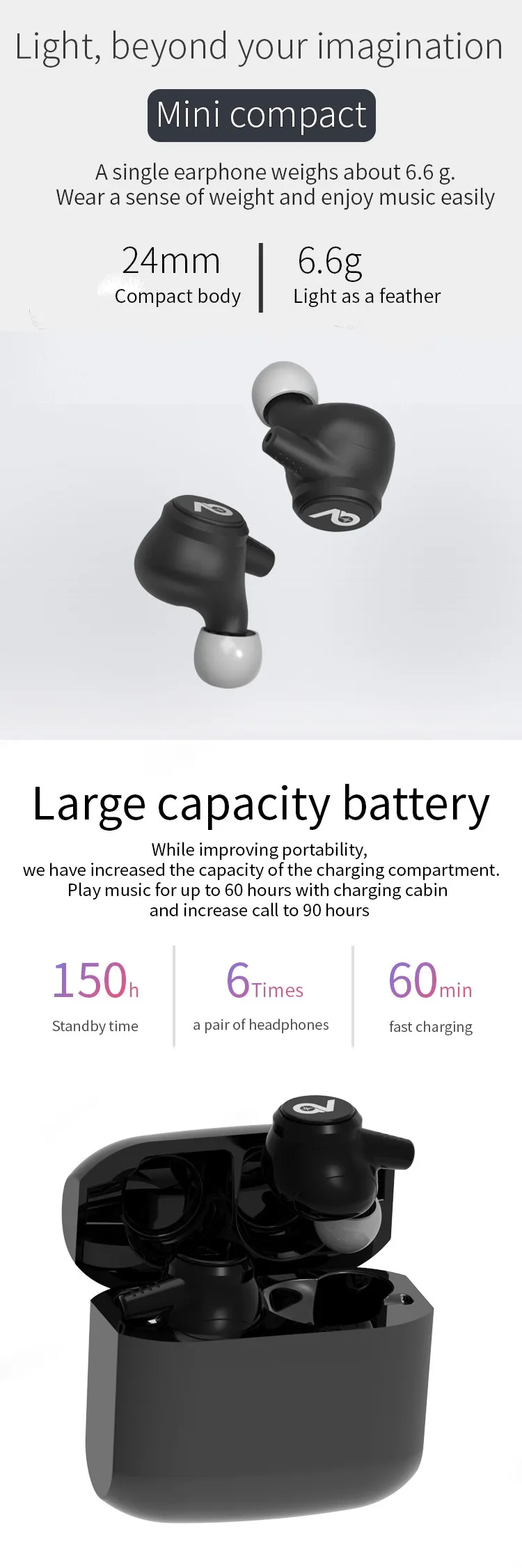 5.0 Bluetooth Stereo TWS Case Earbuds APP Earphones - ANKUX.COM